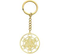 Porte-clés cube de métatron en acier inoxydable couleur or pendentif géométrie sacrée joints d'archange 7 chakras Talisman de protection amulette très puissant gadget accessoires sac à dos idée cadeau