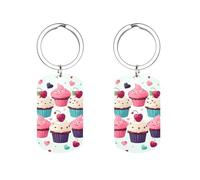 Porte-clés Cupcake Candy Hearts pour hommes et femmes, porte-clés en métal double face, adapté aux portefeuilles, accessoires pour clés de voiture