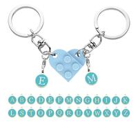 Porte-clés cœur personnalisé pour couple - Joli ensemble de porte-clés bleus assortis, idéal pour la Saint-Valentin, un anniversaire, un mariage ou Noël (1 paire)