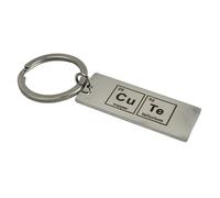 Porte-clés « Cute » tableau périodique - Porte-clés mot « Cute » créé avec les éléments (Cu) Cuivre + (Te) Telurio - Accessoire amusant pour la science scientifique à offrir - Porte-clés unisexe homme