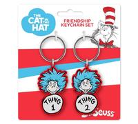 Porte-clés d'amitié avec chat au chapeau (chose 1 et chose 2), porte-clés de personnage sous licence officielle