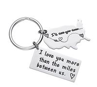 Porte-clés d'amour pour couples ‘’I Love You More Than The Miles Between Us I Will See You Soon‘’, cadeau de relation longue distance, cadeau pour petit ami, petite amie