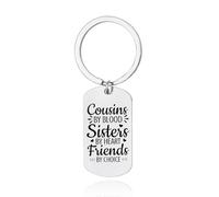 Porte-clés d'anniversaire et de Noël pour cousin pour filles, femmes, petit grand cousin, cadeau d'anniversaire pour cousin, cadeau de motivation inspirant pour sœur, cadeau d'amitié, Cousins By Blood