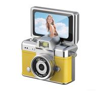 Porte-clés d'appareil photo rétro avec écran réglable à 180° de 1,47", éclairage LED et anti-secousses pour photographie quotidienne (jaune)