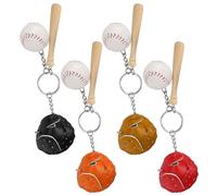 Porte-Clés de Baseball Mini Kit de Balle de Chauve-souris Porte-Clés Pendentif Sacs thlétique Mode Fans de Sport Adultes Enfants Bois Faux Cuir Rouge Orange Marron