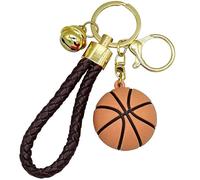 Porte-clés de basketball en forme de ballon de sport pour fans - Anneau de charme pour garçons, filles, hommes et femmes, marron