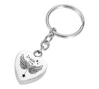 Porte-clés de bijoux en cendres commémoratives, porte-clés d'urne pour cendres,Collier d'urne de crémation en acier inoxydable avec aile d'ange | Bijoux de crémation en forme de cœur pour vous-même, f