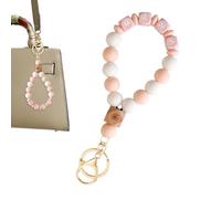 porte-clés de bracelet de perles de silicone, bracelet porte-clés pour femme - Porte-clés en perles de silicone pour femmes, chaînes de bracelets de perles en silicone élégantes et stylées pour la fêt