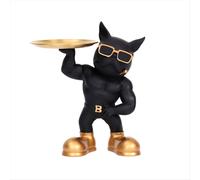 Porte-clés de bureau avec plateau et statuette de bouledogue, ornement de table, rangement pour clés, décoration de bureau pour la maison B