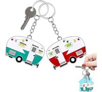 Porte-clés de caravane, paquet de 2 accessoires de porte-clés de camping-car Happy RV pratiques et élégants, porte-clés de camping pour les amoureux (red-green)