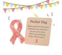 Porte-clés de cartes de vœux pour le cancer du sein - Carte postale commémorative plate en acrylique avec breloque en ruban | Porte-clés de poche inspirant pour femmes, amis, voyage en plein air