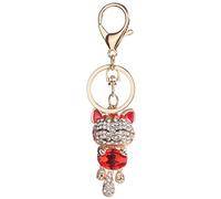 Porte-clés De Charmes Breloque Porte-clés En Cristal Porte-clés De Charme Porte-clés De Voiture Pour Femme Porte-clés Pendentif Maneki Neko Chat Enfant Strass Amulette