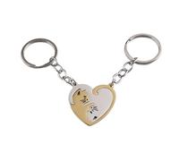 Porte-clés de chat assorti - Keynchain de puzzle de couple, Keychains de cœur blanc noir | 1,14x1.18 pouces mignons de chats mignons co-coffers, kedschaines de relations uniques, accessoires de bijoux