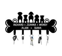 Porte - clés de chien mural personnalisé, nom personnalisé métal noir porte - clés pour animaux de compagnie cintre et récepteur de peau de chien avec 5 crochets, cadeau pour les amoureux des chiens