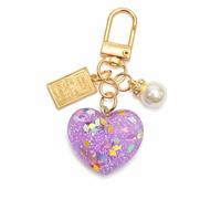Porte-Clés de Cœur, Porte-Clef en Perle de Sac pour Femmes | Cadeaux de Porte-Clé Mignon avec des Paillettes Scintillantes et du Bois de Violette pour Amis Filles Famille