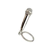 Porte-clés de de simulation pour les amateurs de musique, pendentif de microphone, breloque de élégante, unique pour les chanteurs, porte-clés en alliage de note de musique