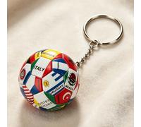 Porte-clés de football exquis, design imprimé, football commémoratif de la Coupe du Monde, pendentif de football miniature avec drapeau national, accessoire essentiel pour les fans de football, convie