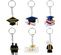 Porte-clés de graduation 2025 | Pendentif porte-clés de diplôme | Collier porte-clés commémoratif en acrylique 6 pièces pour diplômés, étudiants de dernière année, femmes, hommes, enseignants et