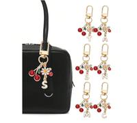 Porte-clés de haute qualité mignon avec charm en forme de cerise dorée, fleur, coccinelle, lettre de A à Z - Porte-clés de mode en forme de cerise, pendentif pour sac à dos, porte-clés, charm de sac e
