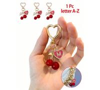 Porte-clés de haute qualité mignon en forme de cerise et de papillon doré - Porte-clés cerise, pendentif mode pour sac à dos, décoration, porte-clés, pendentif en alliage lettre d'amour A-Z, pendentif