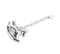 Porte-clés de luxe cheval à bascule en métal, pendentif de sac 3D en or et argent, accessoire porte-bonheur comme cadeau, argenté, 13.0 X 3.8 Centimeters