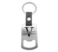 Porte-clés de luxe en acier inoxydable - Cuir - Vito, silverl, taille unique