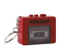 Porte-clés de magnétoscope créatif de style lecteur de cassette miniature avec 3 chansons préchargées et porte-clés fonctionnel