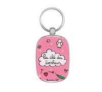 Porte-Clés De Maison Original "La clé du bonheur" Rose Motif ange coeur - Porte-Clefs Idée Cadeau Dlp Derrière La Porte