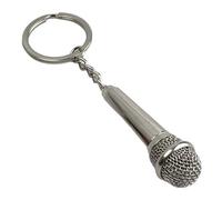 Porte-clés de microphone karaoké - Porte-clés de micro de karaoké en acier argenté - Accessoire pour amateurs de musique, microphone musical, chant ou karaoké - Porte-clés unisexe pour homme et femme,