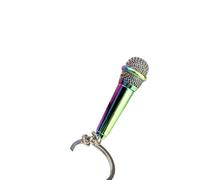 Porte-clés de microphone miniature en forme de de simulation, pour amateur de musique, bijoux élégants pour les amateurs de mode, porte-clés gravé