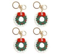 Porte-clés de Noël au Crochet - Ensemble de Figurines de Père Noël en Laine Fait à la Main, Mini Accessoire d'ornement en Fil Doux, Collection de Breloques de Sac Mignonnes, décoration de Bas de