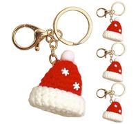Porte-clés de Noël au crochet - Porte-clés de Noël tricoté fait à la main, pendentifs de sac de Père Noël en laine, ornements de Noël mignons pour sac et sac à main, Chapeau, Refer to description