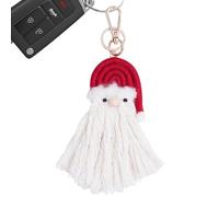 Porte-clés de Noël - Charm pour porte-clés de Noël, accessoires pour porte-clés de sac en macramé | Accessoires tissés du porte-clés du Père Noël de l'iris pour le porte-clés de voiture, Père Noël