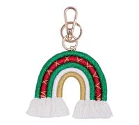 Porte-clés de Noël - Charm pour porte-clés de Noël, accessoires pour porte-clés de sac en macramé | Accessoires tissés du porte-clés du Père Noël de l'iris pour le porte-clés de voiture, Arc-en-ciel