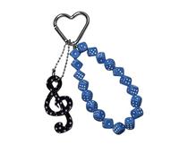 Porte-clés de notes de musique colorées, dés colorés faits à la main, breloque acrylique perlée pour de téléphone, accessoires de à main, porte-clés en perles acryliques