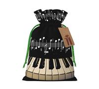 Porte-clés de piano avec note de musique imprimée - Sacs cadeaux de Noël avec cordon de serrage - Sacs d'emballage de Noël, sacs à bonbons, pour décorations de fête de vacances, fournitures de fête de