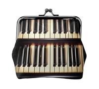 Porte-clés de piano avec notes de musique imprimées, mini porte-monnaie pour femme, petit porte-monnaie pour carte de crédit, carte d'identité, noir, One Size, Vintage