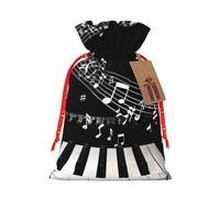 Porte-clés de piano avec notes de musique imprimées - Sacs cadeaux de Noël avec cordon de serrage - Sacs d'emballage de Noël, sacs à bonbons, pour décorations de fête de vacances, fournitures de fête