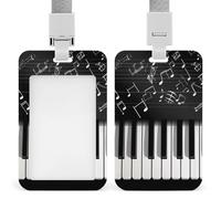 Porte-clés de piano avec notes de musique - Porte-badge avec cordon amovible - Étanche - Pour bureau, lieu de travail