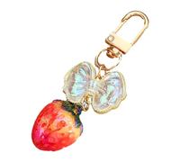 Porte-clés de poche avec pendentif en forme de griffe et de fraise - Pour clés, sac, sac à main, pendentif, porte-clés, accessoires uniques pour écouteurs, Nœud fraise, taille unique