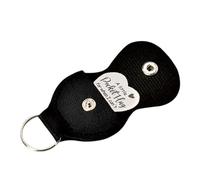 Porte-clés de poche, pièce de monnaie double face en forme de cœur avec porte-clés en cuir | Porte-clés de poche gravé en acier inoxydable, souvenir inspirant pour homme et femme, Noir, Refer to