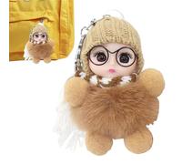 Porte-clés de pour femmes, porte-clés de petite fille pour sac à dos,Porte-clés mignon de en peluche | douce portant des lunettes, une écharpe, un chapeau, décor de sac d'école po