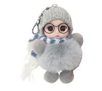 Porte-clés de pour filles, porte-clés de pendentif,Pendentif décoratif pour sac d'école d'étudiant - aux grands yeux portant des lunettes, une écharpe, un chapeau pour garçons et filles, sac à dos