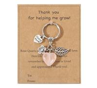 Porte-clés de reconnaissance des enseignants, pierre de cristal naturelle avec message inspirant - Cadeau de remerciement parfait pour les éducateurs qui aident les élèves à grandir, rose, taille