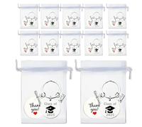 Porte-clés de remise de diplôme 2025 - Lot de 12 porte-clés mémoire, cadeaux souvenirs inspirants pour femmes, étudiants, personnes âgées, invités, famille, amis, école, université