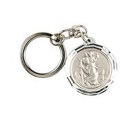 Porte-clés de saint Christophe métal argentée - diametre 3.2 cm environ
