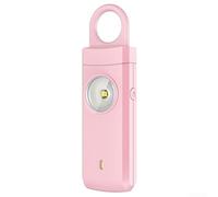 Porte-clés de sécurité rechargeable avec sirène de 130 dB et lumière stroboscopique SOS pour femmes, enfants et personnes âgées, appareil d'autodéfense portable compact (rose)