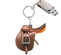 Porte-clés de selle de cheval - Porte-clés de cheval acrylique | Porte-clés pendentif de selle d’équitation | Porte-clés cheval d’équitation | Selle de cheval plate en acrylique marron, cadeau du Far