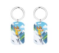 Porte-clés de ski alpin en acier inoxydable, mignon et pratique, idéal pour la maison, pour petit ami ou famille.