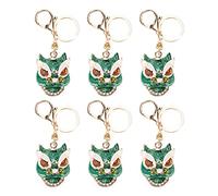 Porte-clés de style dessin animé, porte-clés en métal avec, pendentif décoratif brillant pour clés de voiture, sacs et accessoires, 6 pièces, coffret cadeau mignon pour filles (YSKXD14 Vert)